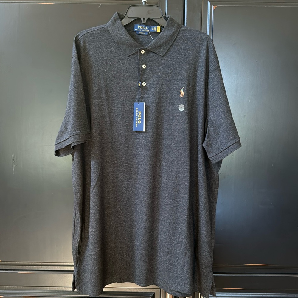 *NEW WITH TAGS* GREY CHAMBRAY 100% COTTON POLO BY RALPH LAUREN Size XXL